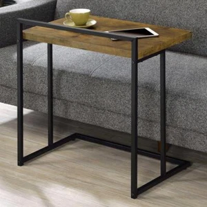 Coaster Snack Table 26.5" x 23.5" Rectangle Wood Top Metal Frame Rustic Nutmeg - Picture 1 of 9