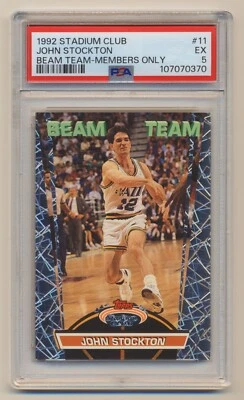 1992-93 Stadium Club PSA 5 Beam Team Members Only John Stockton #11/21 EX! - Image 1 of 2