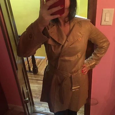 Gabardina Ralph Lauren Black Label dorada metálica de lino talla S se ajusta como EE. UU. 8 Foto 1 de 4