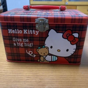 Sanrio Vintage Hello Kitty Tin can Box Trank Case Retro Rare 1990 90s Red - Picture 1 of 6