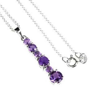 925 Sterling Collana Argento Rotondo Ametista 6mm Naturale Gemma Gioielli 1 - Foto 1 di 10