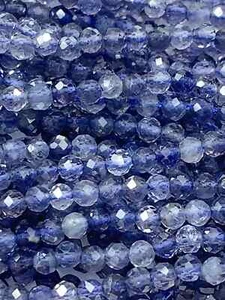 Grade AAA+Genuine Natural Blue Iolite cordierit Faceted Round Beads 15.5" Strand - Picture 1 of 9