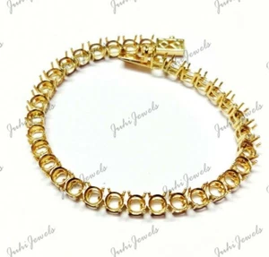 5 mm Round Semi Mount Bracelet 14K Solid Gold Bracelet Blanks 14K Gold Mountings - Picture 1 of 6