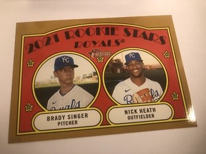 2021 Topps Heritage Rookie Stars 5x7 06/10 Brady Singer Nick Heath Royals RC 129