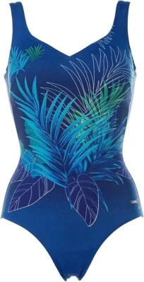 Solar Damen Badeanzug gemoldete Cups Fantasy Print Blau Bunt 38 K9829 - Bild 1 von 2