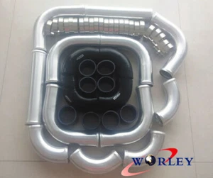 2" inch 51mm UNIVERSAL 2MM THICKNESS ALUMINUM INTERCOOLER TURBO PIPING KIT BLACK - Picture 1 of 5