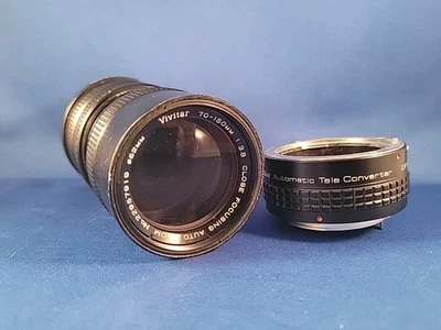 VIVITAR Close Focus Auto Zoom Lens 70-150mm 1:3.8 & 2x Tele Converter - Pentax K - Image 1 of 4