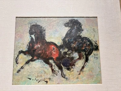 Denes Holesch - Par de caballos. Tablero al óleo sobre lienzo. Impresionista ecuestre Foto 1 de 4