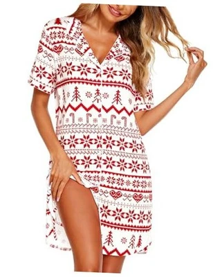  Camisones de Navidad para Mujer Camisón con Botones Mediano Navidad Rojo Foto 1 de 4