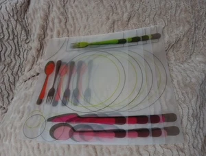 Vtg Placemats RARE Clear Vinyl With Table Setting Design Set Of 4 - Picture 1 of 3