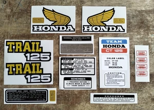 HONDA CT125 CT 125 TRAIL 125 1977 SIDE COVER FUEL TANK STICKER DECAL SET 20PCS. - Picture 1 of 9
