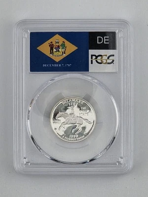 1999-S 25c Silver Delaware State Proof Quarter PCGS PR69DCAM Deep Cameo Nice - Image 1 of 2