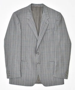 BUGATTI Mens 2 Button Blazer Jacket IT 50 Large Grey Check Virgin Wool SF39 - Picture 1 of 4