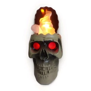 FLAMING SKULL Prop Lighted Fire Halloween Decor - Gemmy Eerie Illusions  - Picture 1 of 9