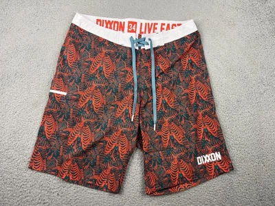 Pantalones Cortos de Tabla Dixxon Para Hombres 34 Verde Naranja Estampado de Esqueleto Natación Surf Con Cordones Foto 1 de 4