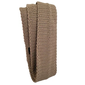 Lands' End Golden Tan Silk Knit Tie 2.75"W x 58"L Preppy Office Made In Italy - Picture 1 of 11