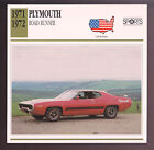 1971-1972 Plymouth Road Runner 440 pack de six mopar voiture photo fiche technique carte d'information