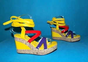 Sandalen FREE LANCE A Plattform Keil Leder Gelb Größe 36 Eu - Bild 1 von 7