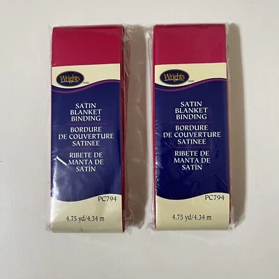 Encadernação de cobertor de cetim rosa Wrights PC794 2" X 4,75 jardas conjunto de 2 NOVO - Imagem 1 de 2