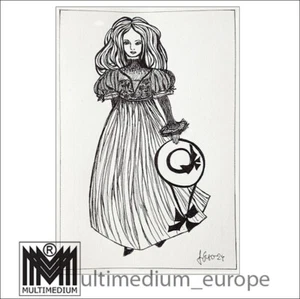 Original Tusche Zeichnung Gisela Geser -Titel: Mädchen mit Hut - Picture 1 of 1