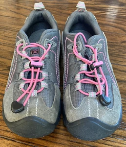 Keen Youth Gray Suede Leather Sneakers Shoes Pink Accent Hiking Trail US 4. - Picture 1 of 10