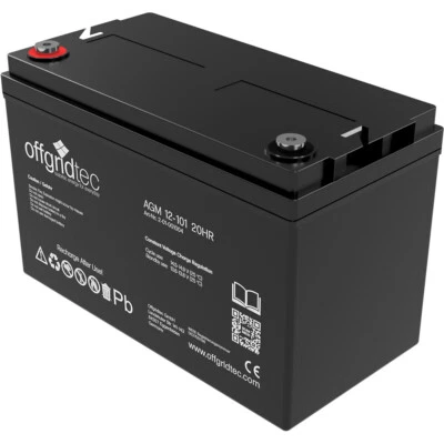 Batterie 101Ah AGM Solar Akku - extrem Zyklenfest 100% wartungsfrei Offgridtec