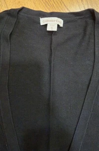 Coldwater Creek Seidenmischung schwarz Knopfleiste V-Ausschnitt Cardigan Pullover-Gr. 16 - Bild 1 von 6