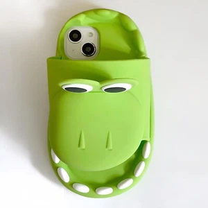 3D Cool Dinosaur Slippers For iPhone 15 14 13 12 Soft Silicone Phone Case Cover - Picture 1 of 13