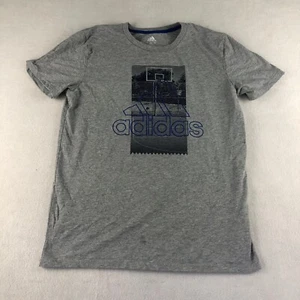 Adidas Shirt Youth XL Gray Graphic Short Sleeve Crew Neck Casual * - Picture 1 of 8