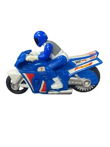 Motocicleta Friction 2002 Mattel Hot Wheels de plástico azul con piloto 4" - Imagen 1 de 2
