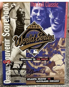 1995 BRAVES SIGNED World Series Program JOHN SMOLTZ TOM GLAVINE Autograph COA - Picture 1 of 3