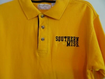Red Oak Men’s M Polo Shirt Short Sleeve Cotton Casual-SOUTHERN MISS-Marigold-EUC - Image 1 of 4