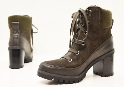 Новый без ЯРЛЫКОВ UGG женщин красного дерева каблук водонепроницаемый замшевые ботинки - оливковый зеленый - Sz 8 - Изображение 1 из 4