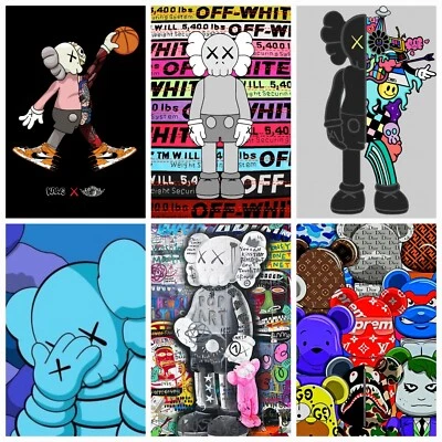 Cartaz de arte de rua KAWS impressão presente casa quarto pop arte pôster em tela - Imagem 1 de 4