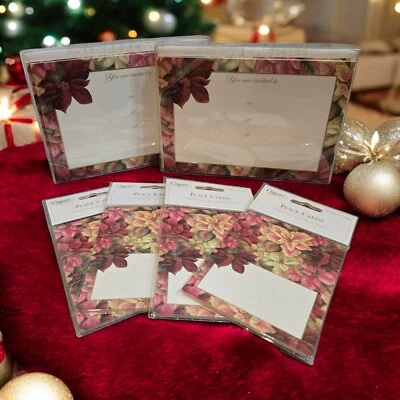a) Vintage Caspari Holiday Invites and Place Cards Poinsettia Pamela Gladding - Image 1 of 4