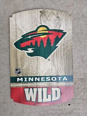 Minnesota Wild Go Wild Slogan 11" x 17" Wood Sign Fancave Man Cave Wincraft USA - Image 1 of 4