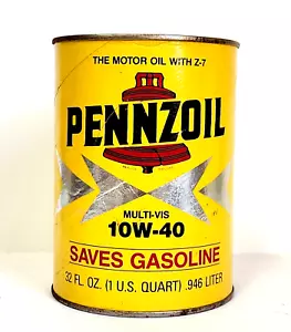 Vintage Pennzoil 10W-40 1 US Quart Dose ungeöffnet Gas und Öl versiegelt #3651 - Bild 1 von 7