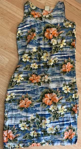 Prendisole estivo midi floreale tropicale hawaiano ukelele bambino hawaiano taglia XL - Foto 1 di 3