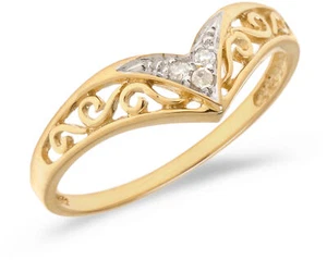 14K Yellow Gold Diamond Chevron Ring (CM-B885X) - Picture 1 of 1