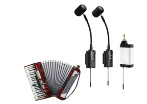 Dual UHF Accordion Wireless Microphone, Gooseneck Instrument Pick Up Mic with 2 - Picture 1 of 7