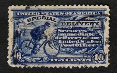 US 1902 #E6 Special Delivery 10c Ultra Messenger on Bicycle VF-XF Used - Image 1 of 2
