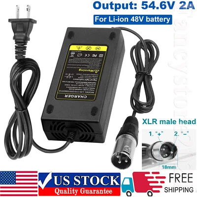 54,6 В 2 А XLR штекер пушки головка адаптер зарядное устройство для 48 В литиевый аккумулятор зарядное устройство - Изображение 1 из 4