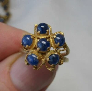 Sapphire 18K Gold Ring Antique Art Deco Estate Wedding Engagement Jewelry Rare - Picture 1 of 12