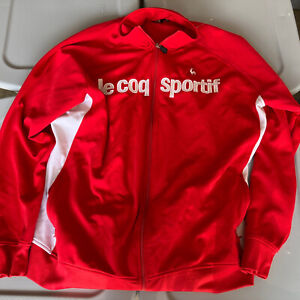 Vintage Men’s Le Coq Sportif 90s Red Track Zip Up Jacket 3XL Rare!