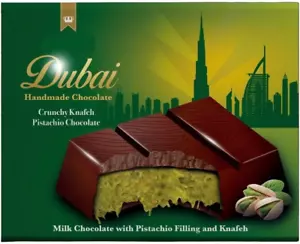 Dubai Chocolate - Tavoletta Cioccolato Con Pistacchi Da 100 G. Con Pistacchio E - Foto 1 di 12