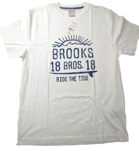 Brooks Brothers T-Shirt Mens Medium White SS  "Ride the Tide" Surfing Cotton - Picture 1 of 11