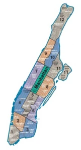 MANHATTAN NEIGHBORHOODS MAP NYC GLOSSY POSTER PICTURE PHOTO PRINT BANNER 11507 - Picture 1 of 1