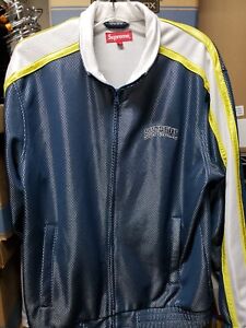 Supreme Bonded Mesh Track Jacket Blue Yellow Size Medium Used READ Measurements