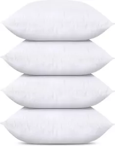 Throw Pillows (Set of 4, White), 12 x 12 Inches Pillows for Sofa, Bed - Picture 1 of 7