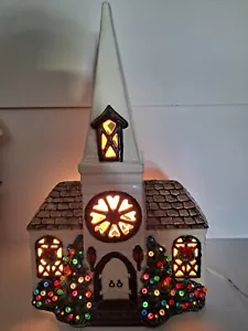 MOLDE IGLESIA NAVIDAD ILUMINADO VINTAGE Le FAUVE 1975. 17 pulgadas de alto - Imagen 1 de 17